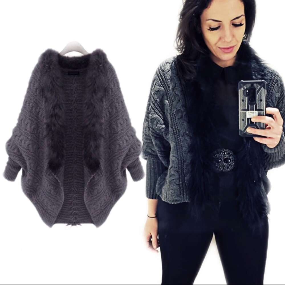 CLEARANCE Faux Fur Knit Sweater